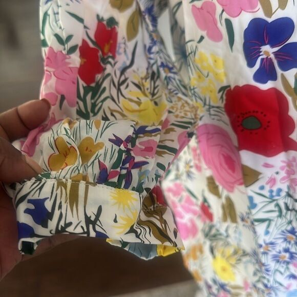 AVARA Evelyn White Multi Floral Cotton Puff Sleeve Top M - Picture 3 of 7